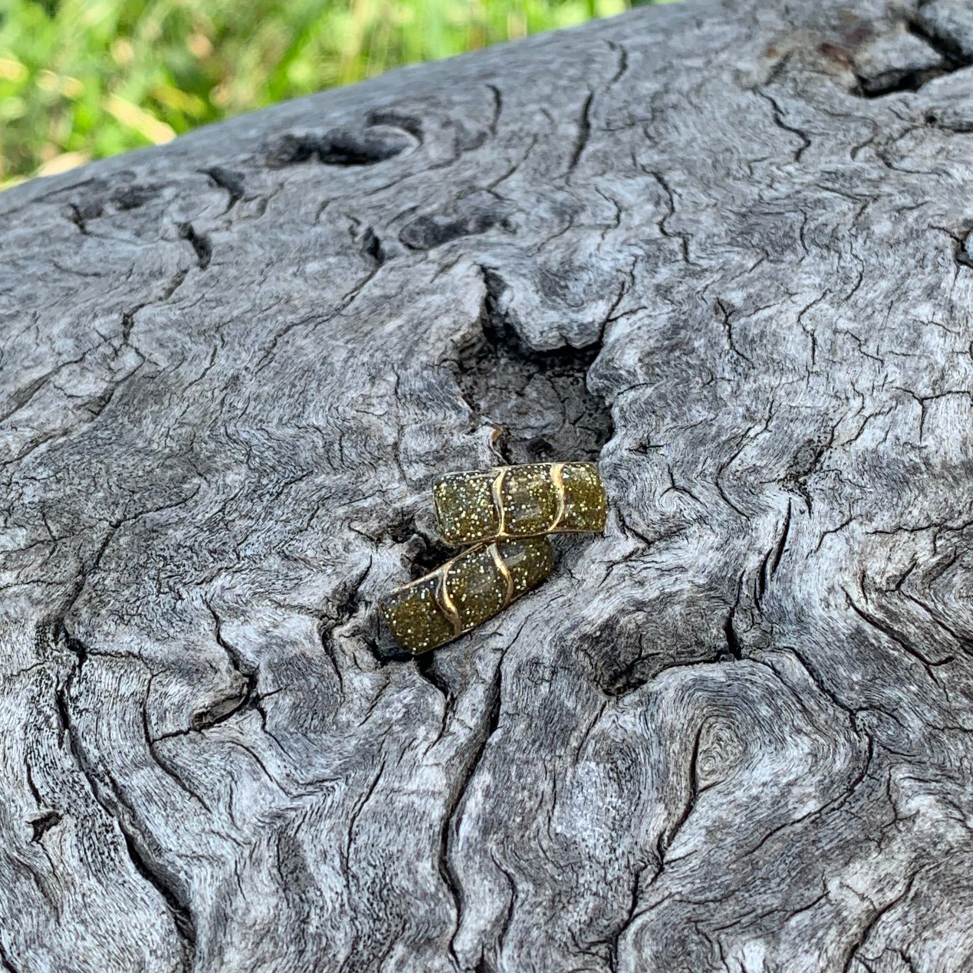 Vintage Gold Glitter Rectangle Earrings