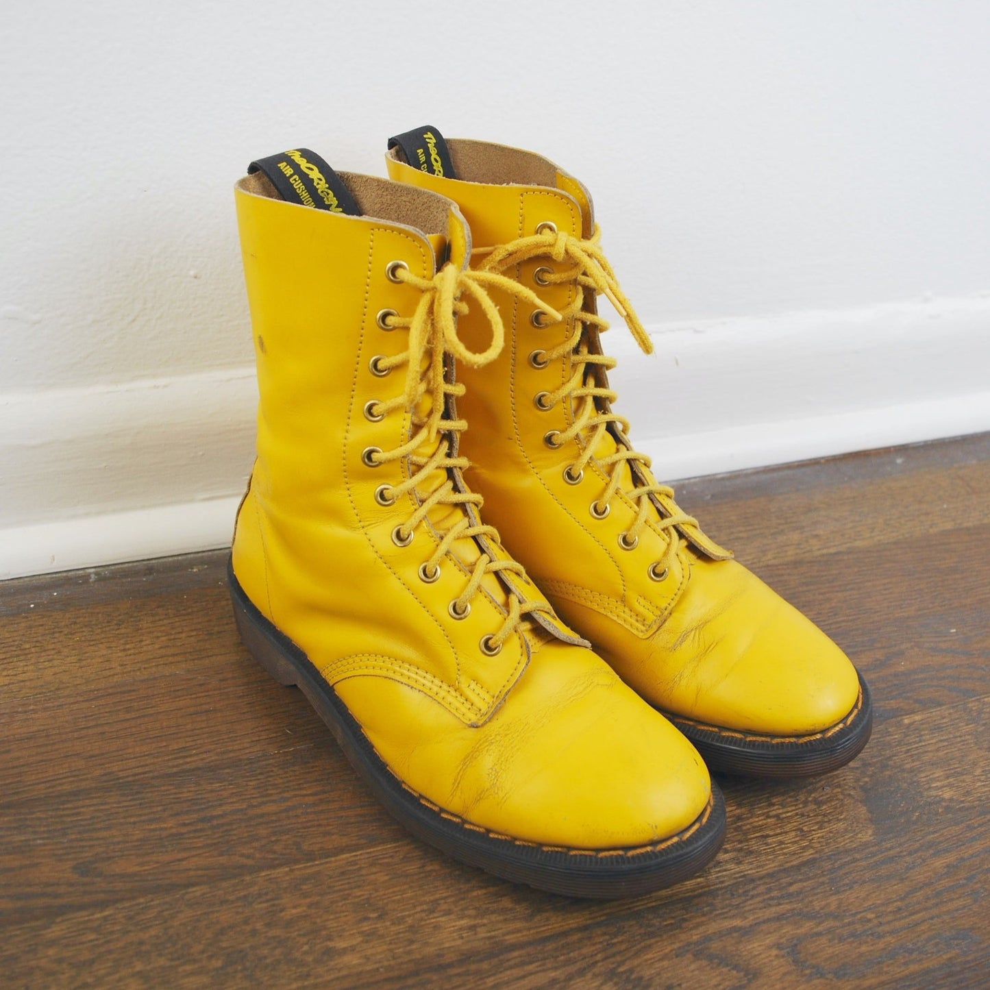 Vintage 90's Dr. Martens Yellow 1490 MIE Pascal Lace Up Boot 8.5W/7M
