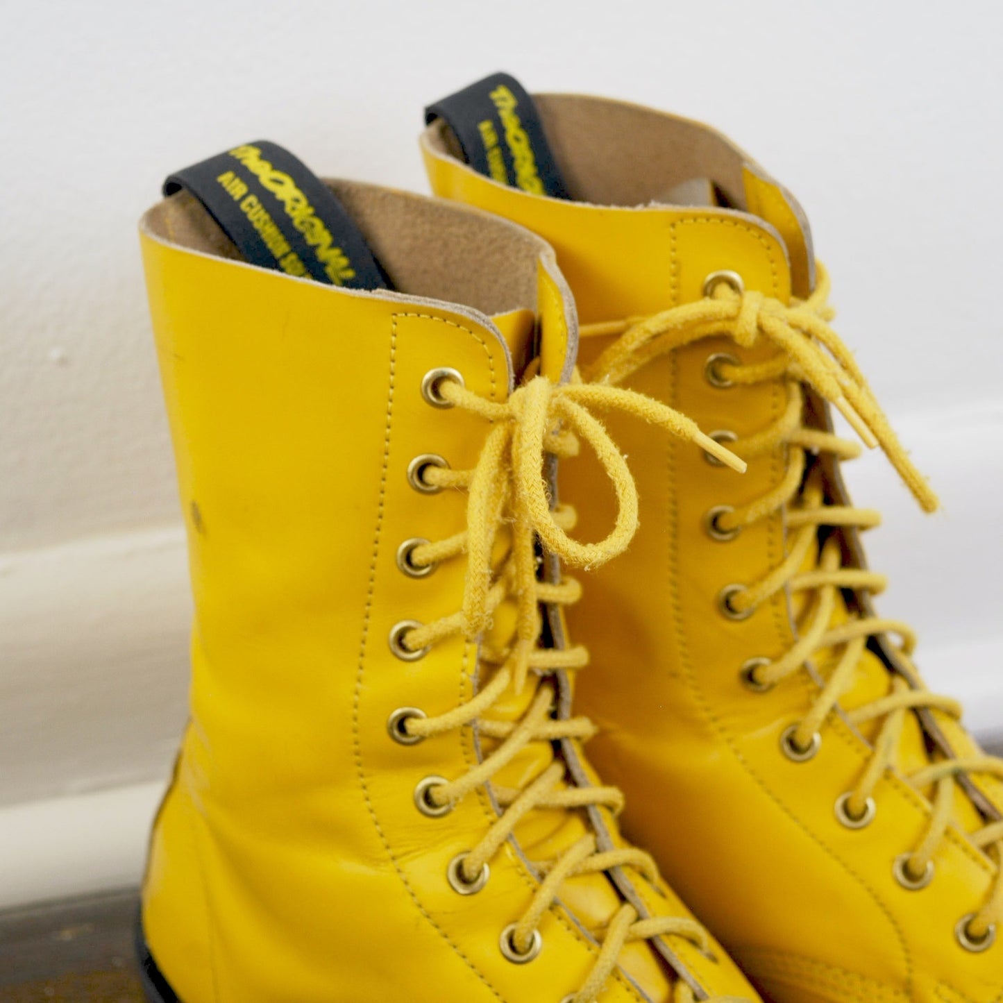 Vintage 90's Dr. Martens Yellow 1490 MIE Pascal Lace Up Boot 8.5W/7M