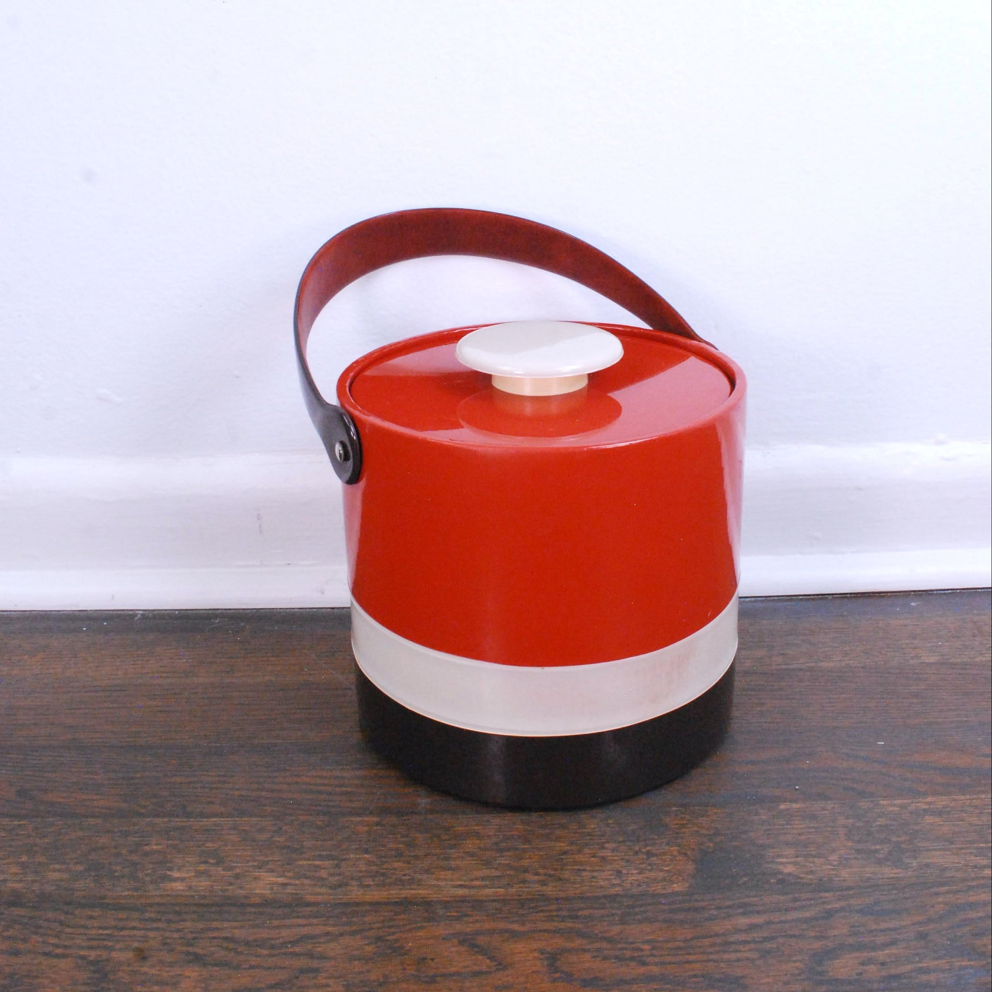 Vintage 70s ELMAR Ice Box Vintage Retro Vinyl Plastic Ice Bucket w Handle