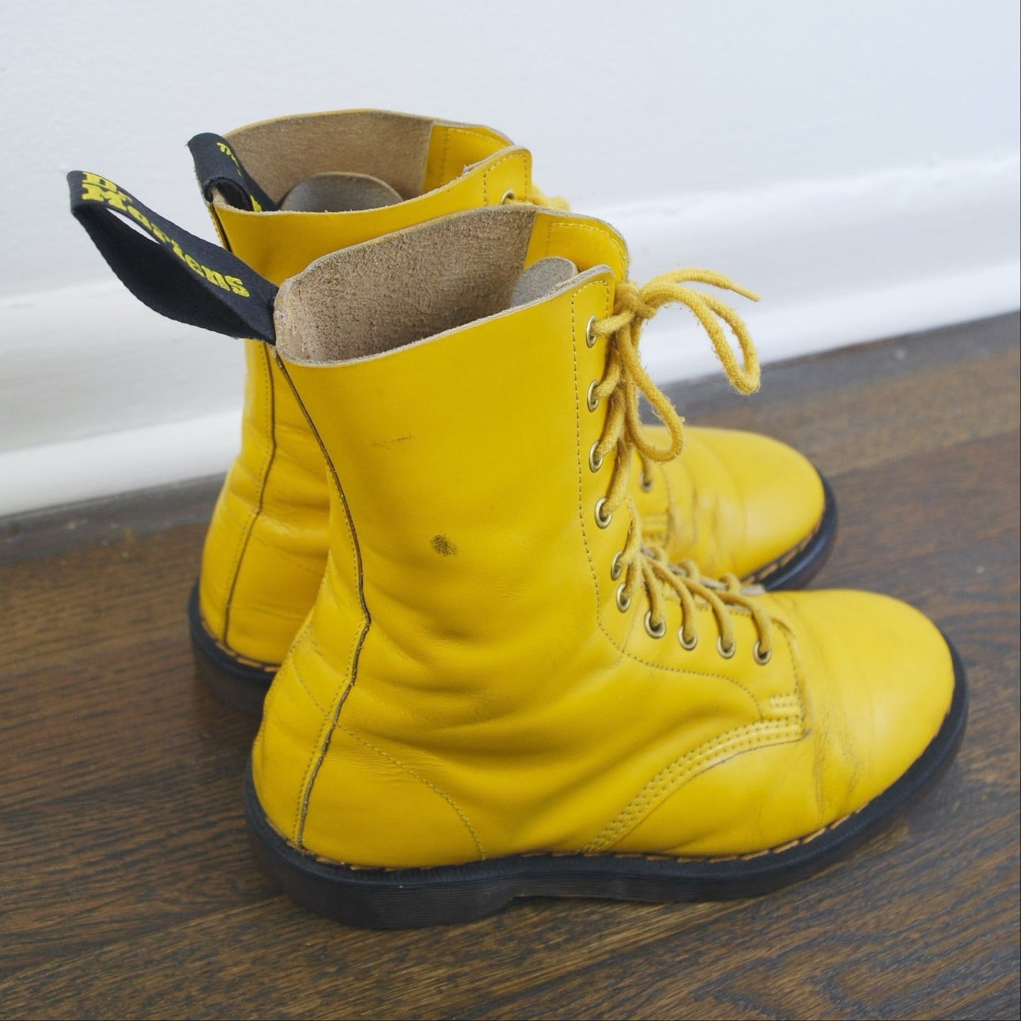 Vintage 90's Dr. Martens Yellow 1490 MIE Pascal Lace Up Boot 8.5W/7M