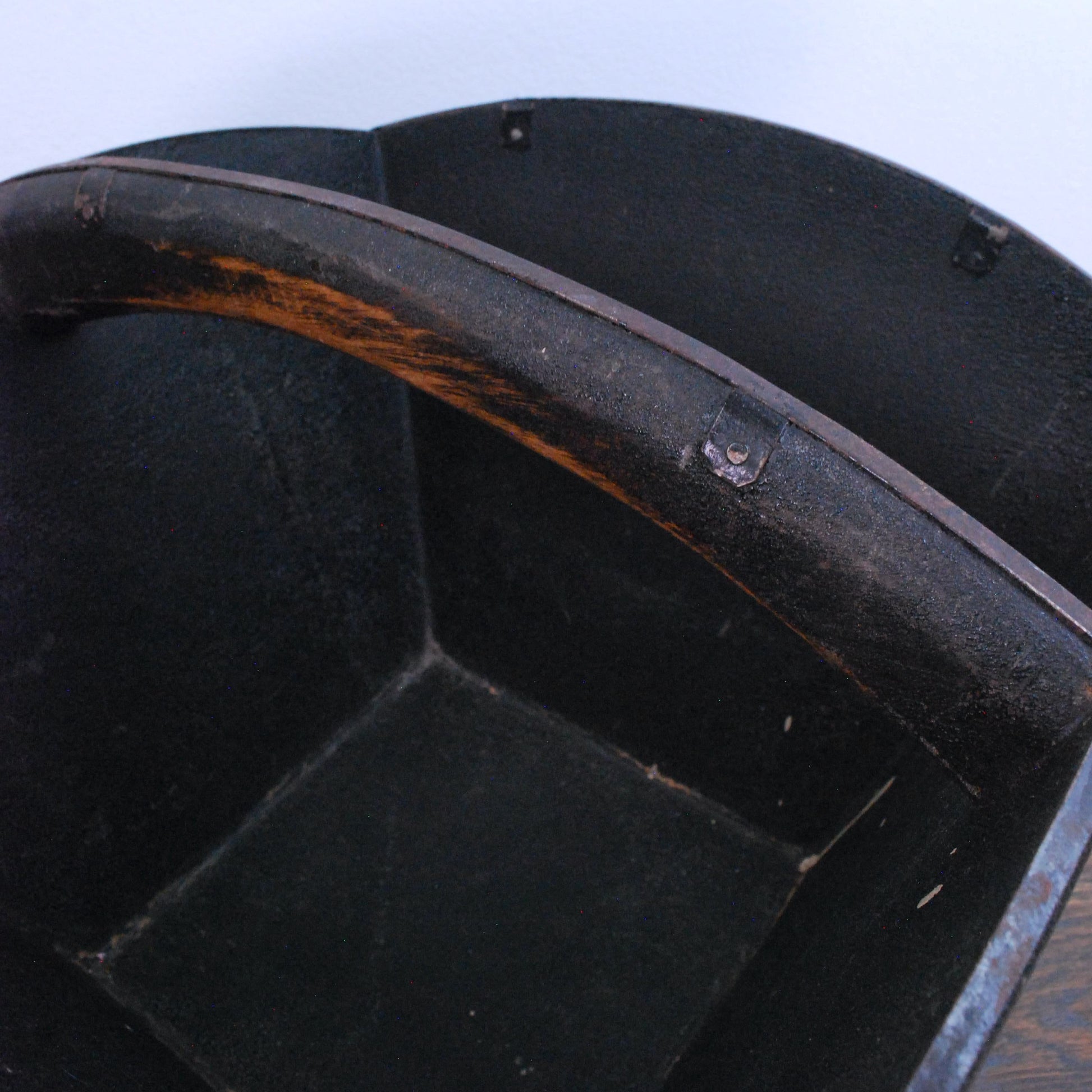 Antique Chinese Oriental Asian Wooden Rice Bucket Box with Handle