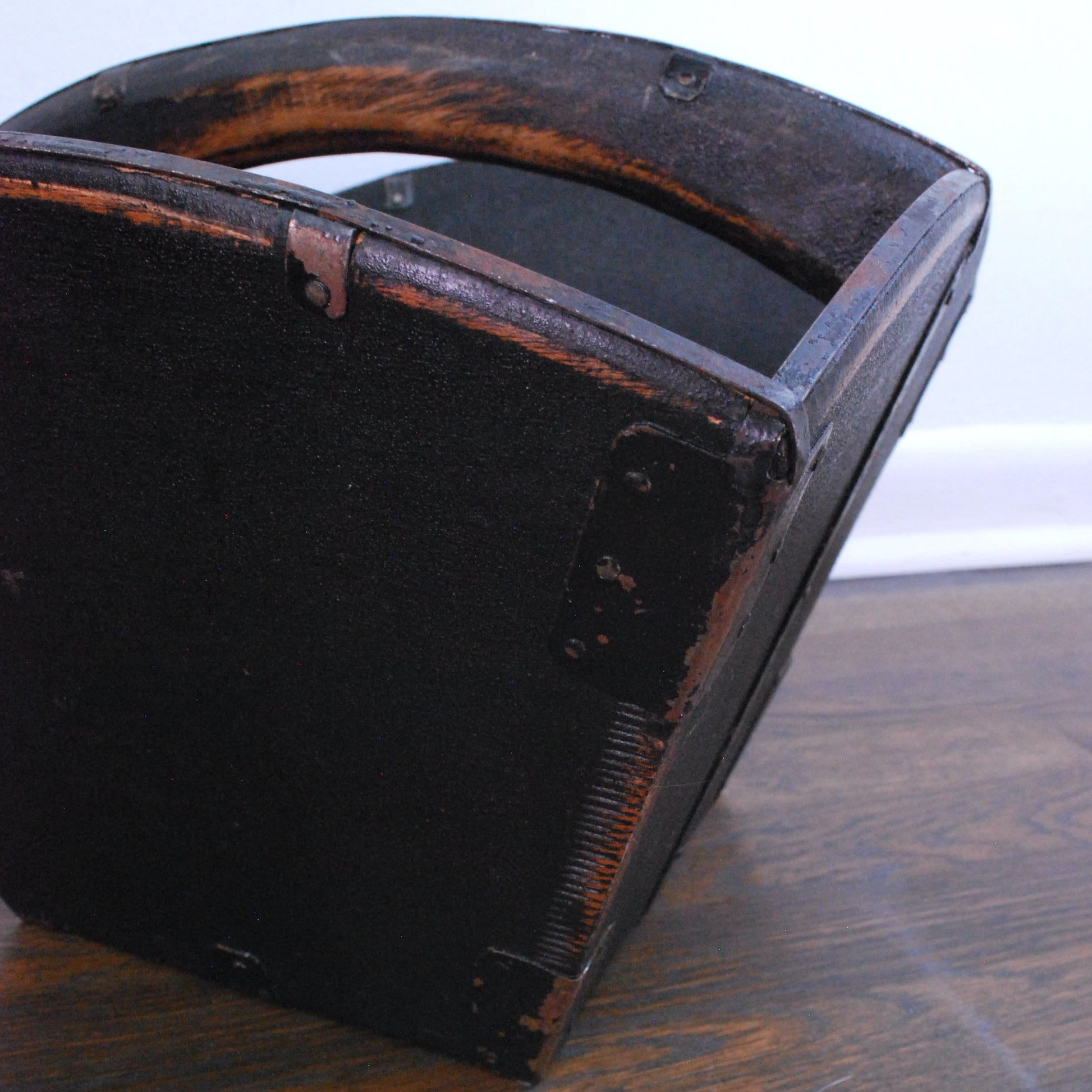 Antique Chinese Oriental Asian Wooden Rice Bucket Box with Handle