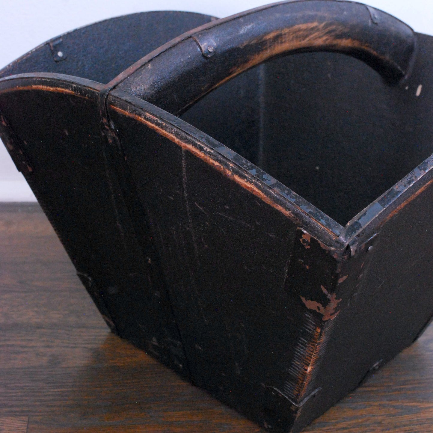 Antique Chinese Oriental Asian Wooden Rice Bucket Box with Handle