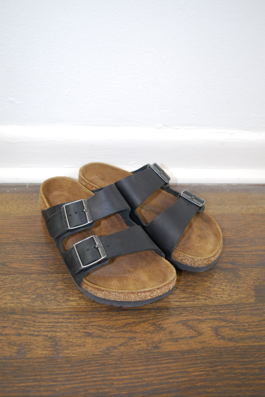 Birkenstock Arizona Birko-Flor Black Two Strap Sandal
