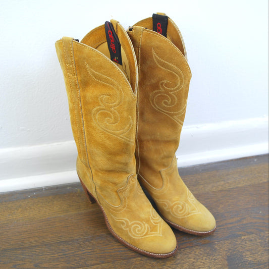 70s 80s Dingo Cowboy Boots ACME Camel Tan Western