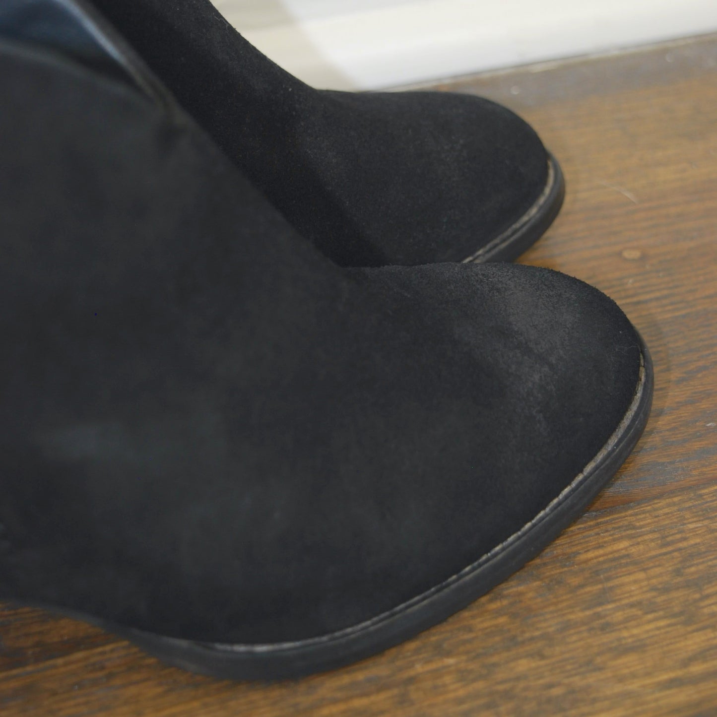 Paul Green Black Suede Burnished Delgado Heeled Zip Up Ankle Boot