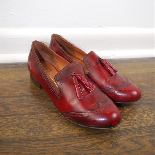  Dolce Vita Red Pleather Cranberry Wingtip Tassel Loafers Flats