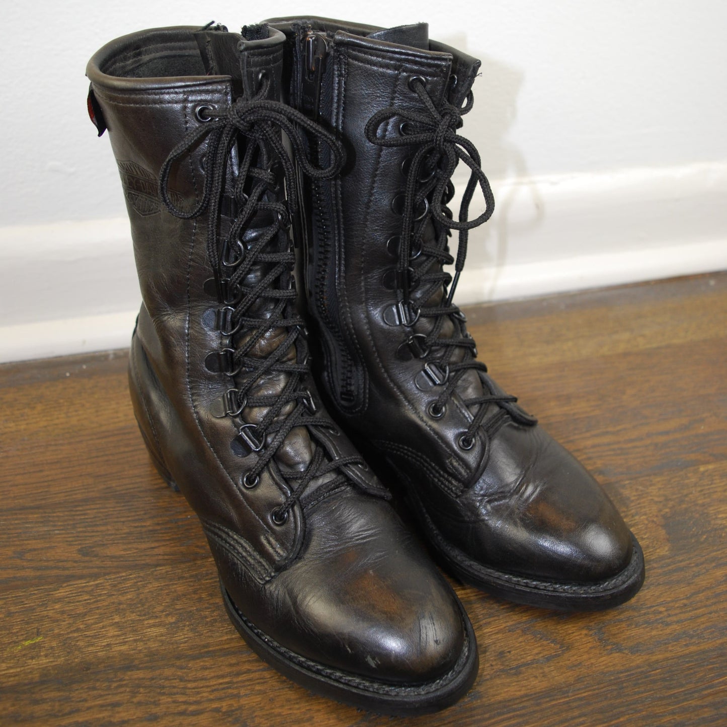 Vintage Harley Davidson Moto Zip Up Combat Boot