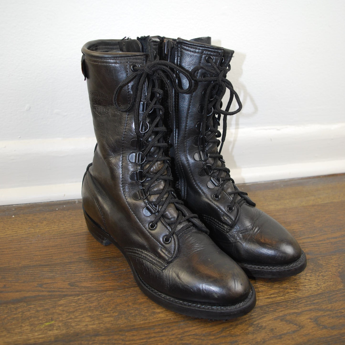 Vintage Harley Davidson Moto Zip Up Combat Boot