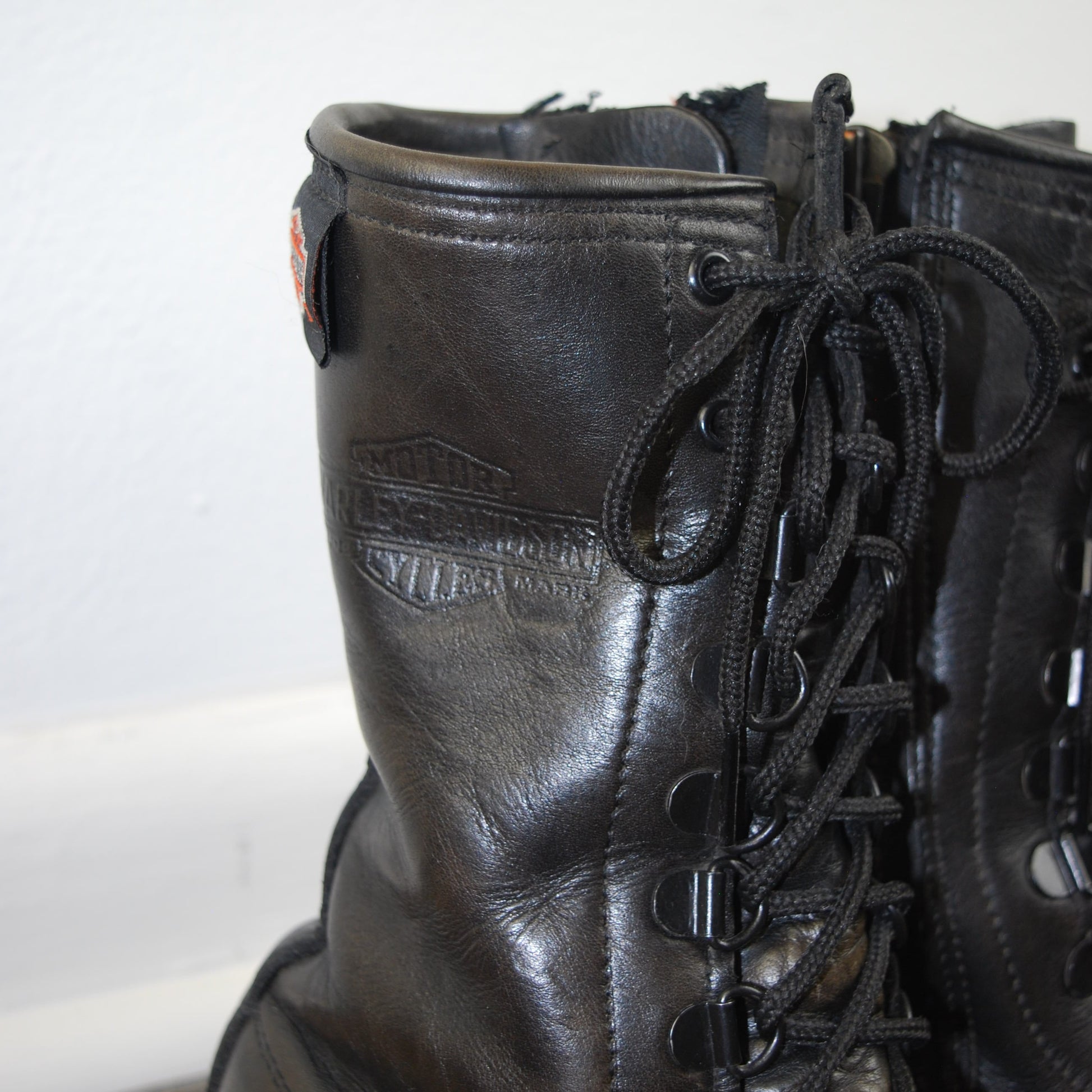 Vintage Harley Davidson Moto Zip Up Combat Boot