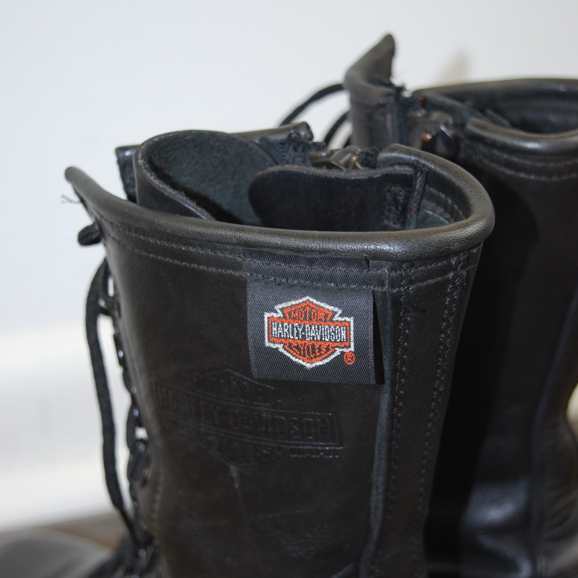 Vintage Harley Davidson Moto Zip Up Combat Boot