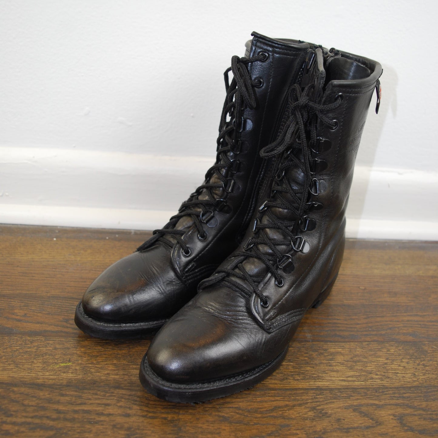 Vintage Harley Davidson Moto Zip Up Combat Boot