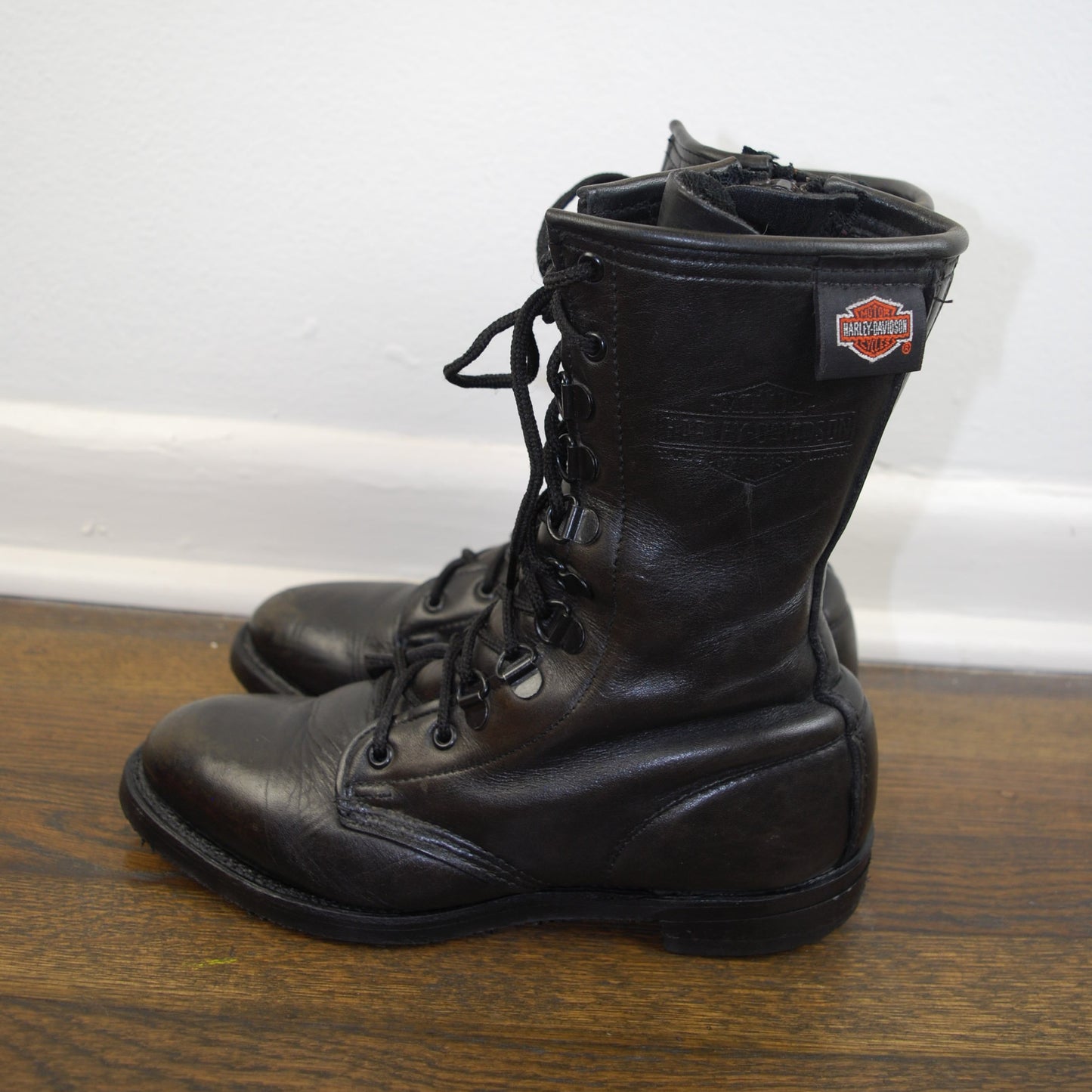 Vintage Harley Davidson Moto Zip Up Combat Boot