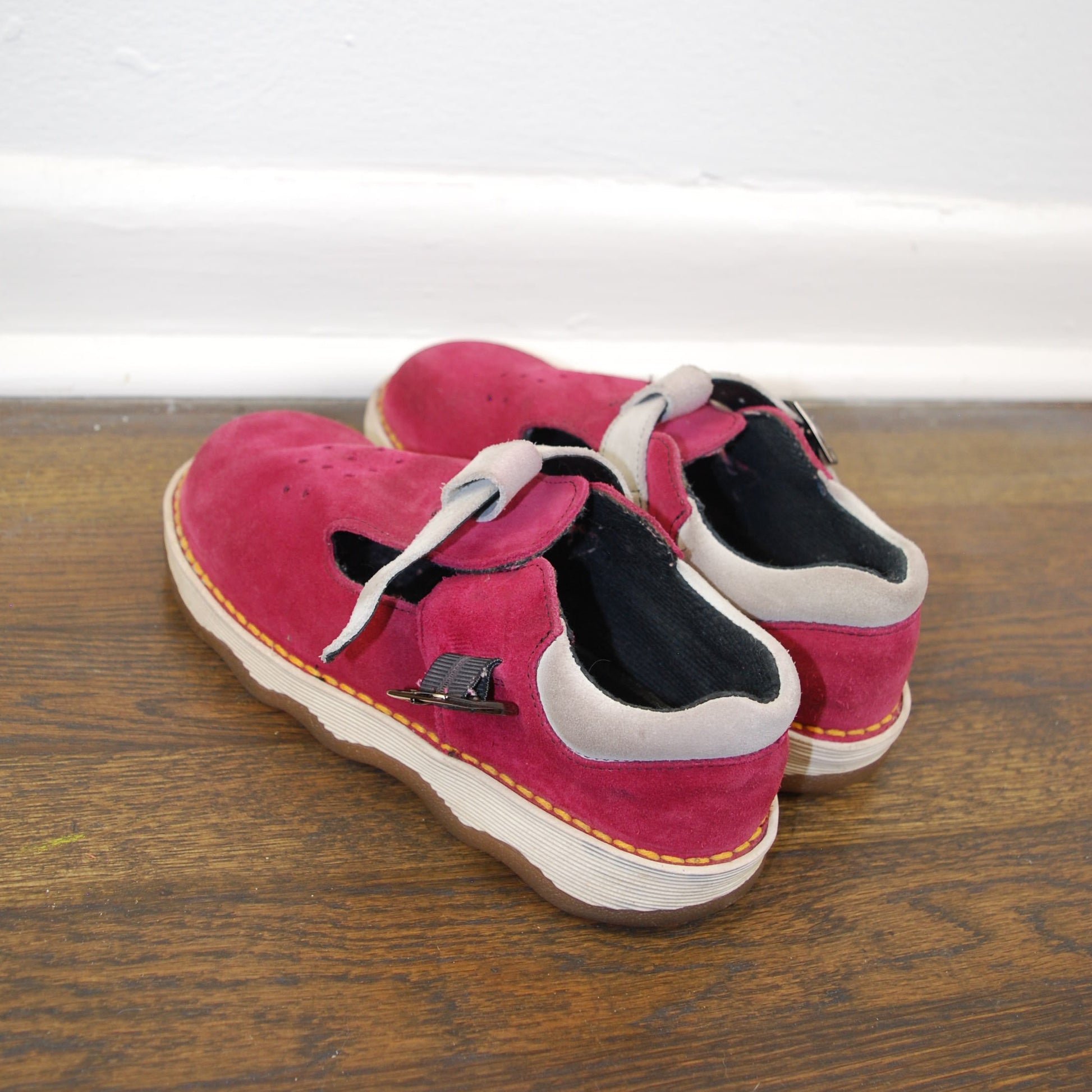 RARE Dr. Martens MIE Pink Suede Leather Mary Jane Sneaker Wavy Tide Sole