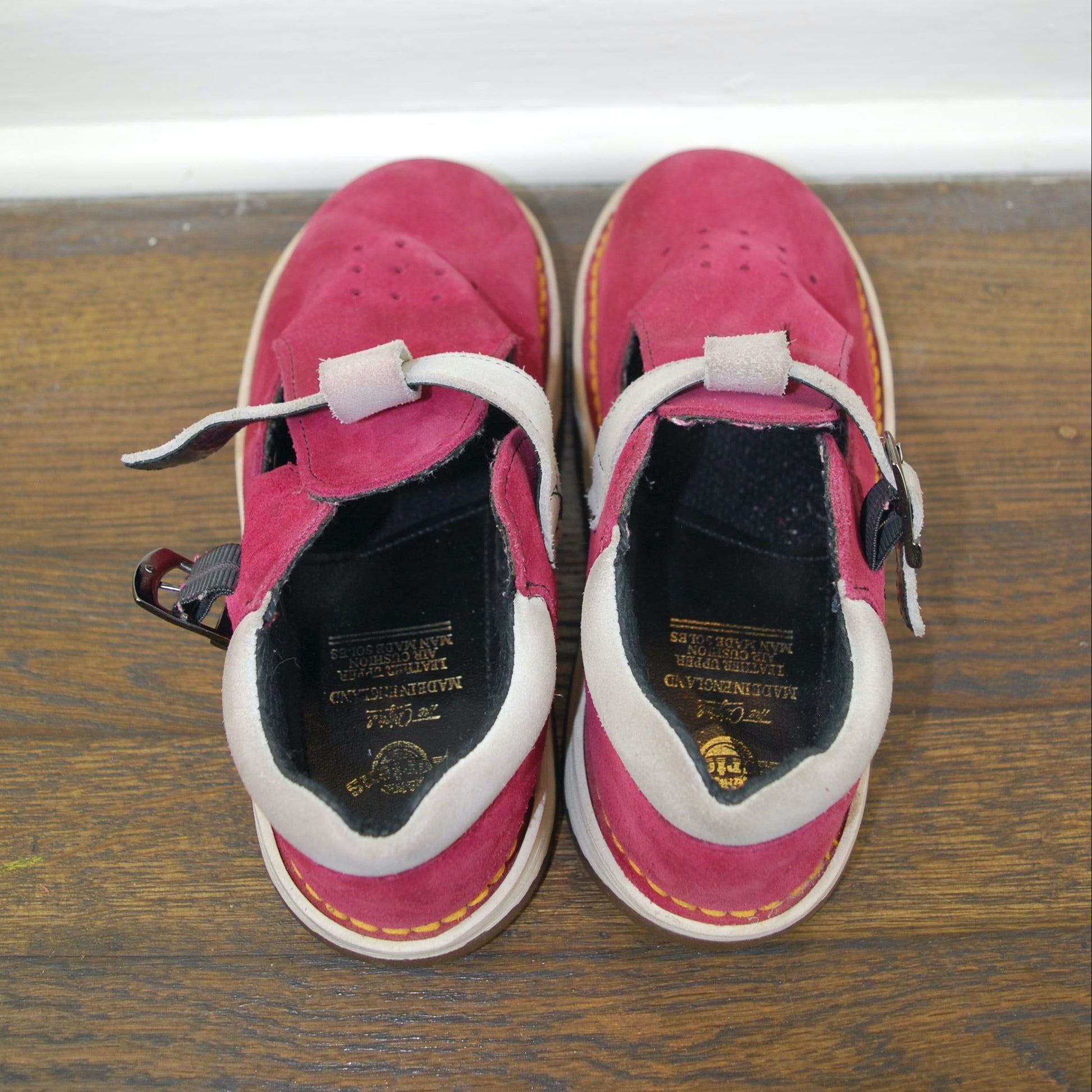 RARE Dr. Martens MIE Pink Suede Leather Mary Jane Sneaker Wavy Tide Sole