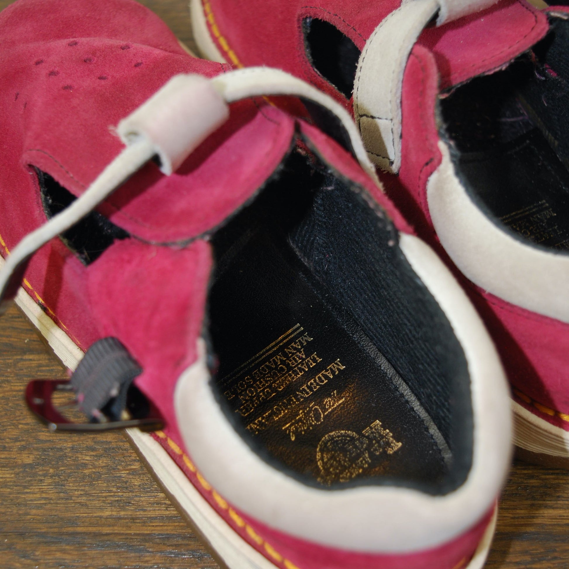 RARE Dr. Martens MIE Pink Suede Leather Mary Jane Sneaker Wavy Tide Sole