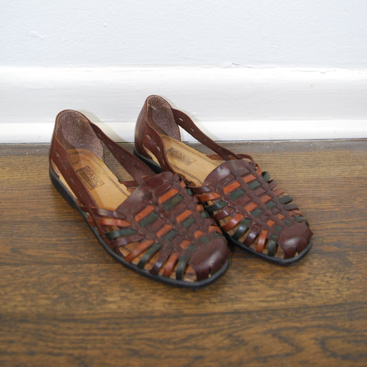 Vintage Basic Editions Multicolored Woven Leather Huaraches
