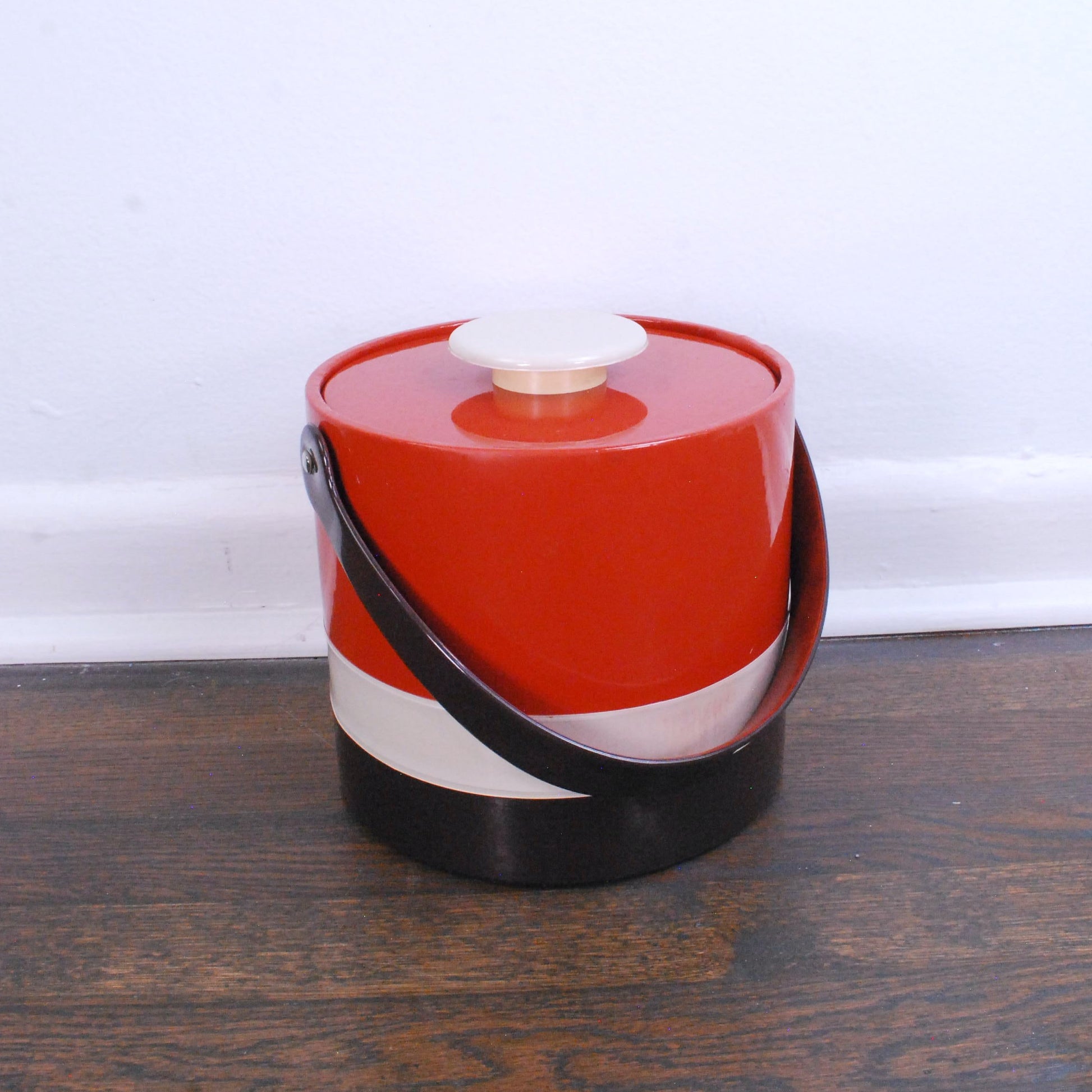 Vintage 70s ELMAR Ice Box Vintage Retro Vinyl Plastic Ice Bucket w/Handle