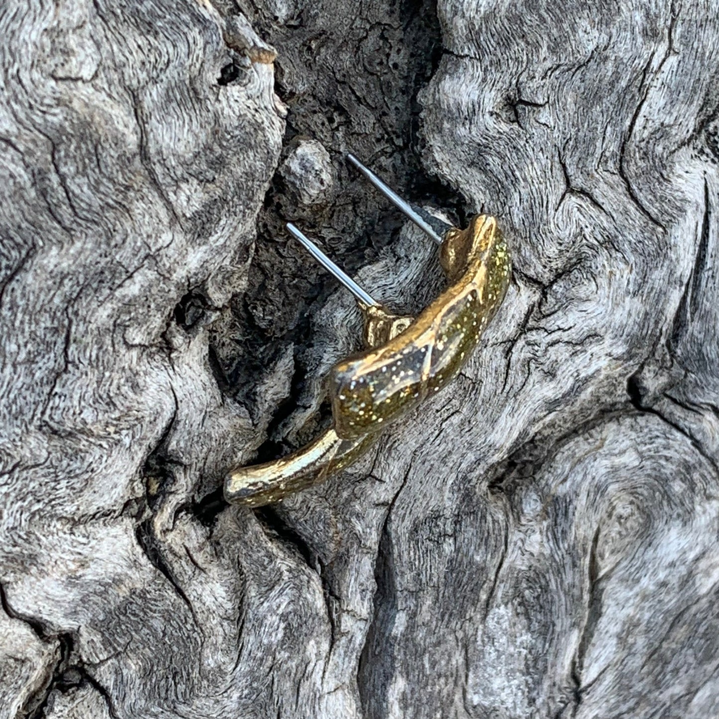 Vintage Gold Glitter Rectangle Earrings