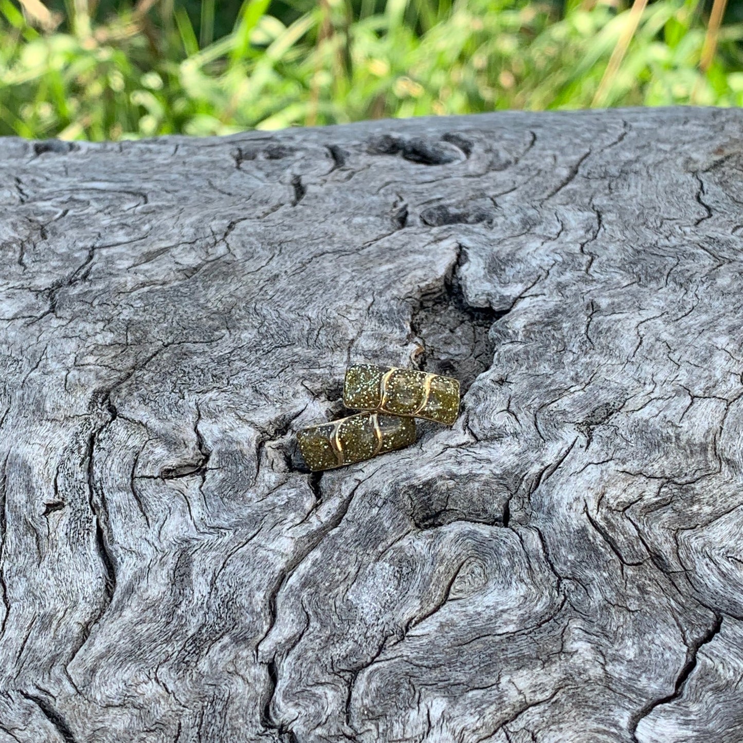 Vintage Gold Glitter Rectangle Earrings