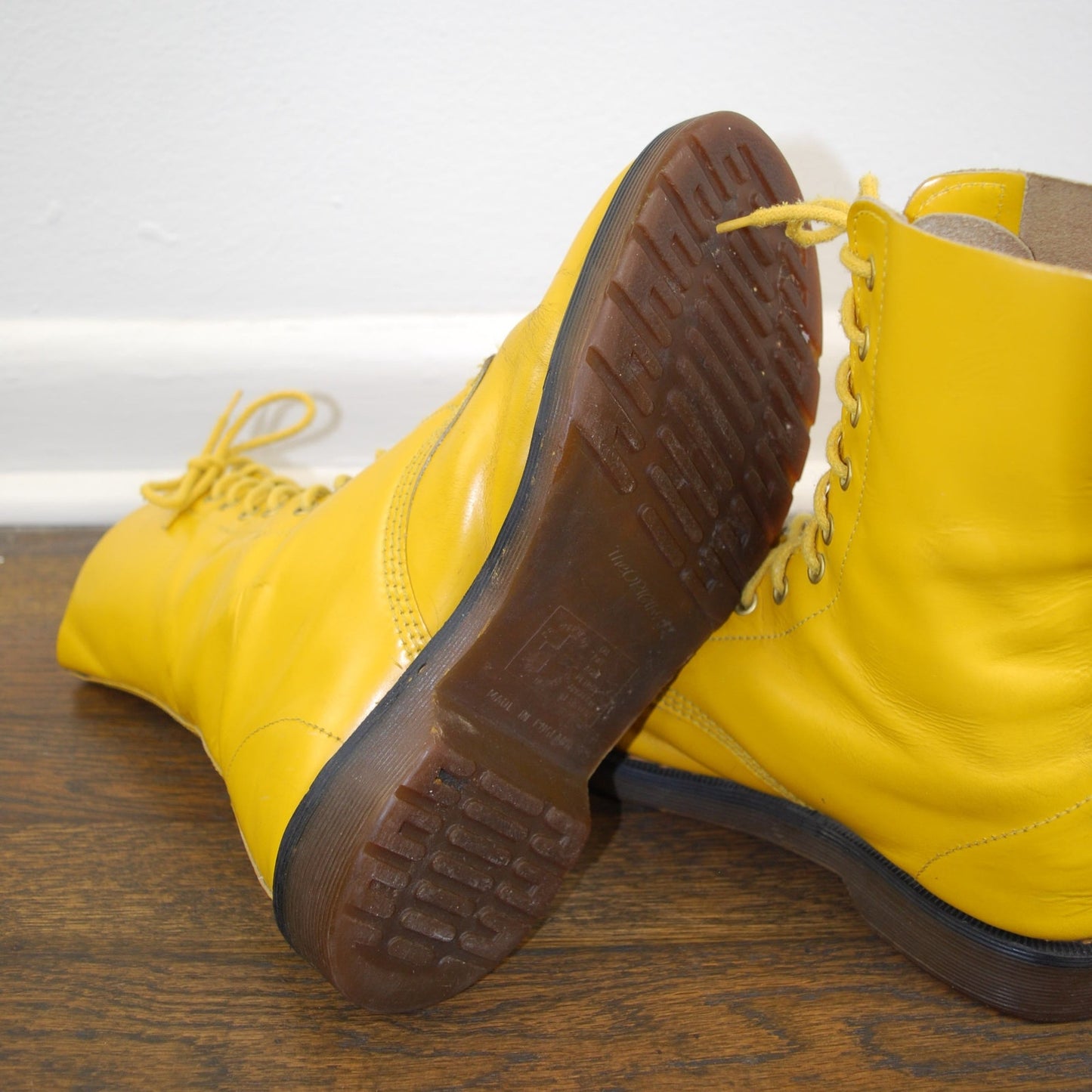 Vintage 90's Dr. Martens Yellow 1490 MIE Pascal Lace Up Boot 8.5W/7M