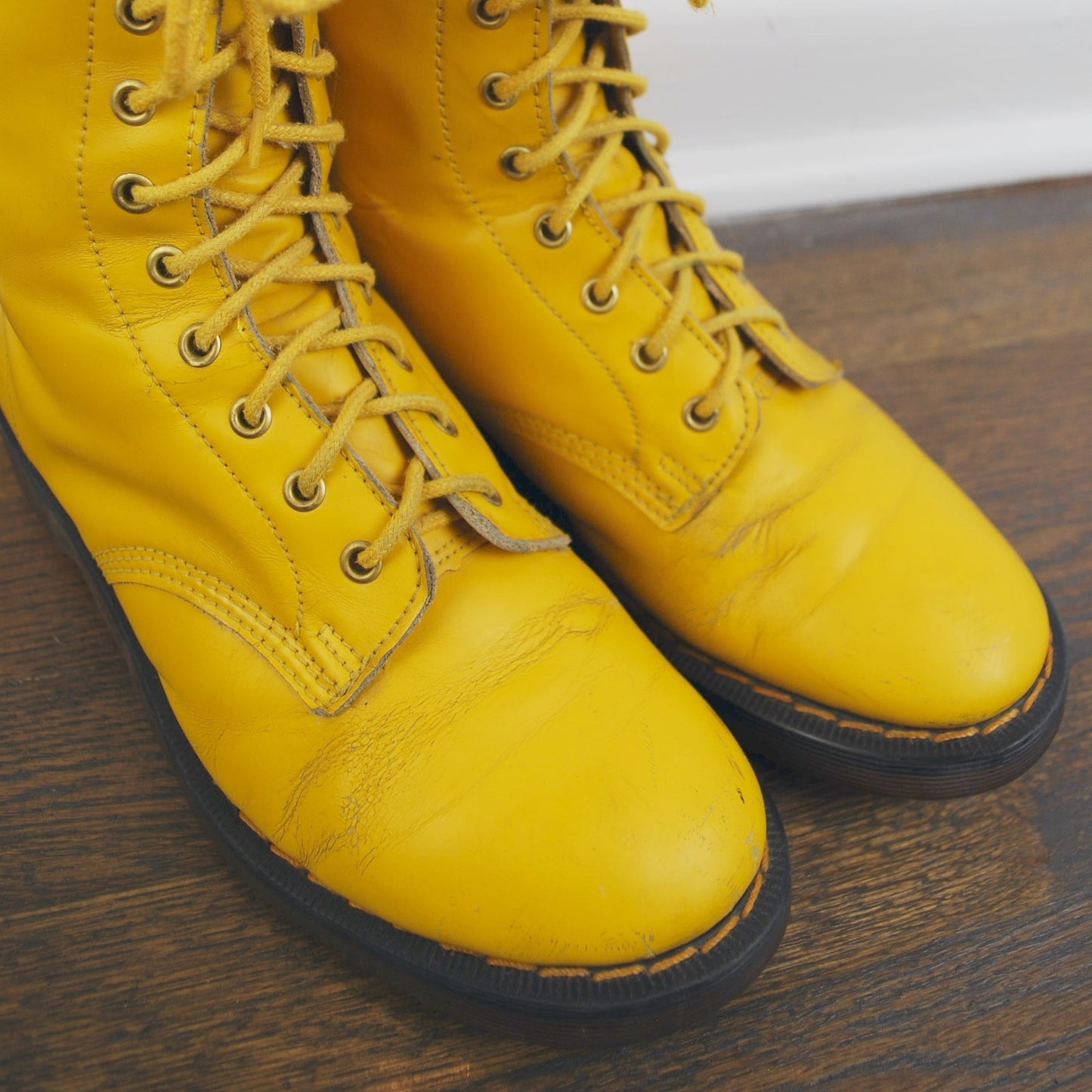 Vintage 90's Dr. Martens Yellow 1490 MIE Pascal Lace Up Boot 8.5W/7M